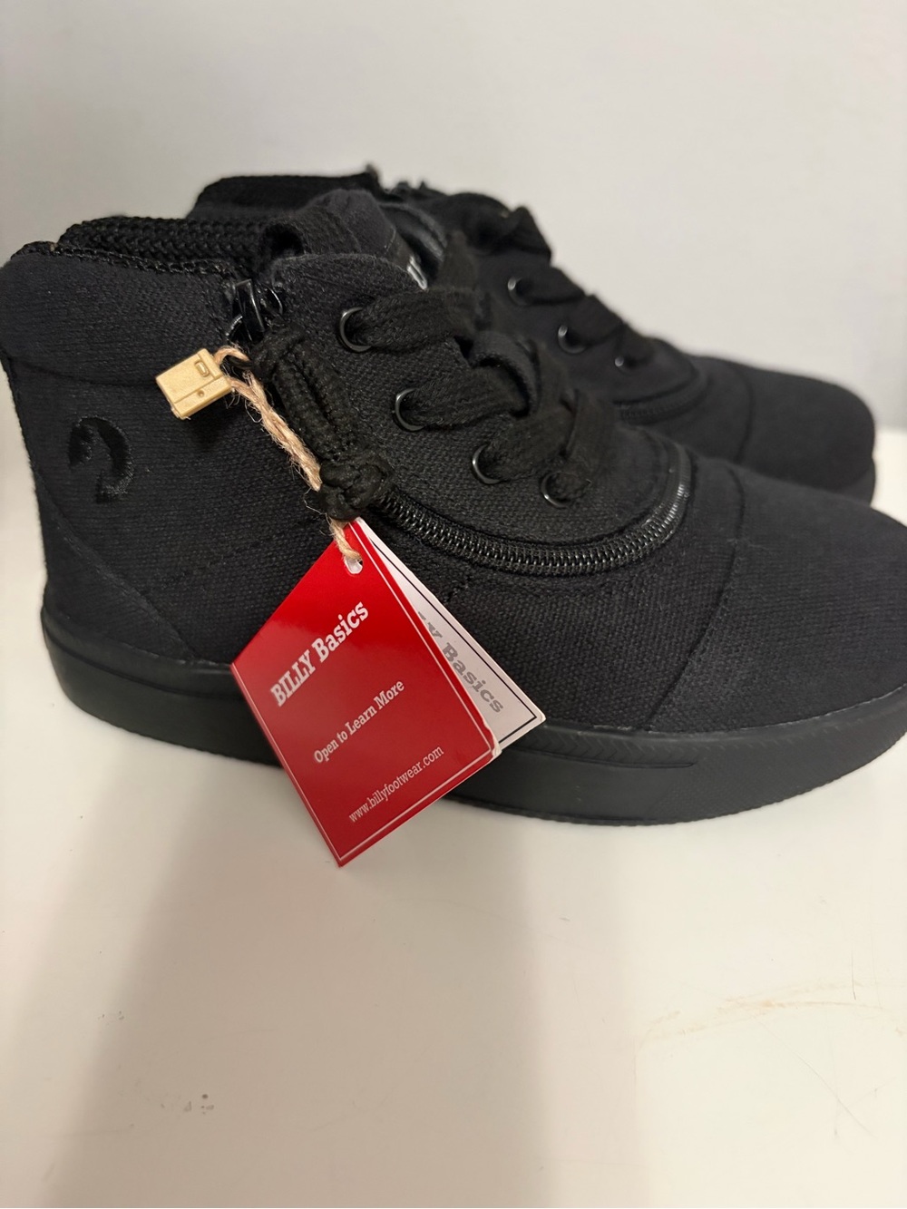 Billy Basics Kids' Black High-Top Canvas Shoes adaptive shoes 10W